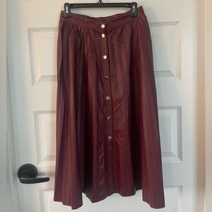Zara pleated vegan leather skirt with buttons